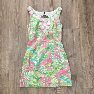 Lilly Pulitzer Sz 4 Nina Shift dress Multi-Color Tropical Beach Resortwear Rare